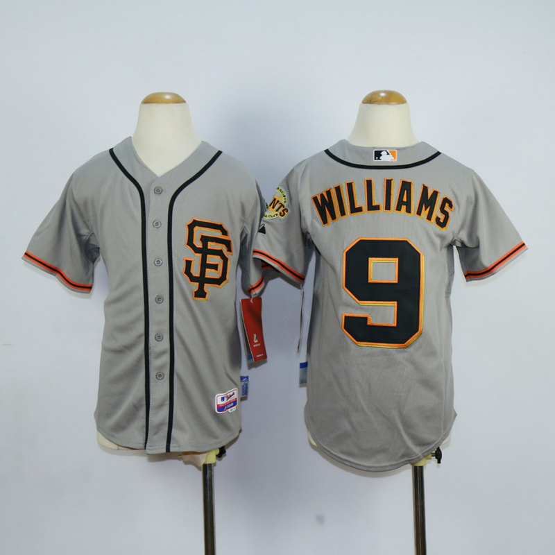 Youth San Francisco Giants #9 Williams Grey MLB Jerseys->->Youth Jersey